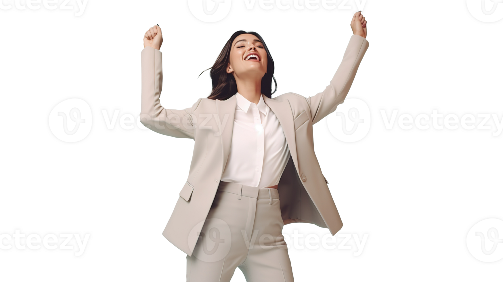Happy Professional Woman Cheering on Transparent Background png