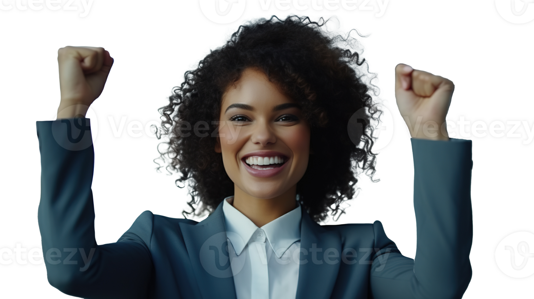 Cheering Black Businesswoman Posing on the Transparent png