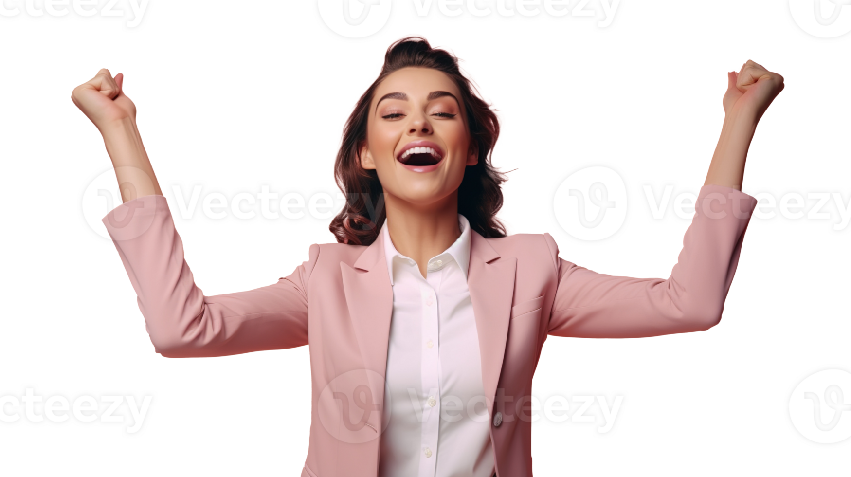 Excited Businesswoman Celebrating on Transparent png