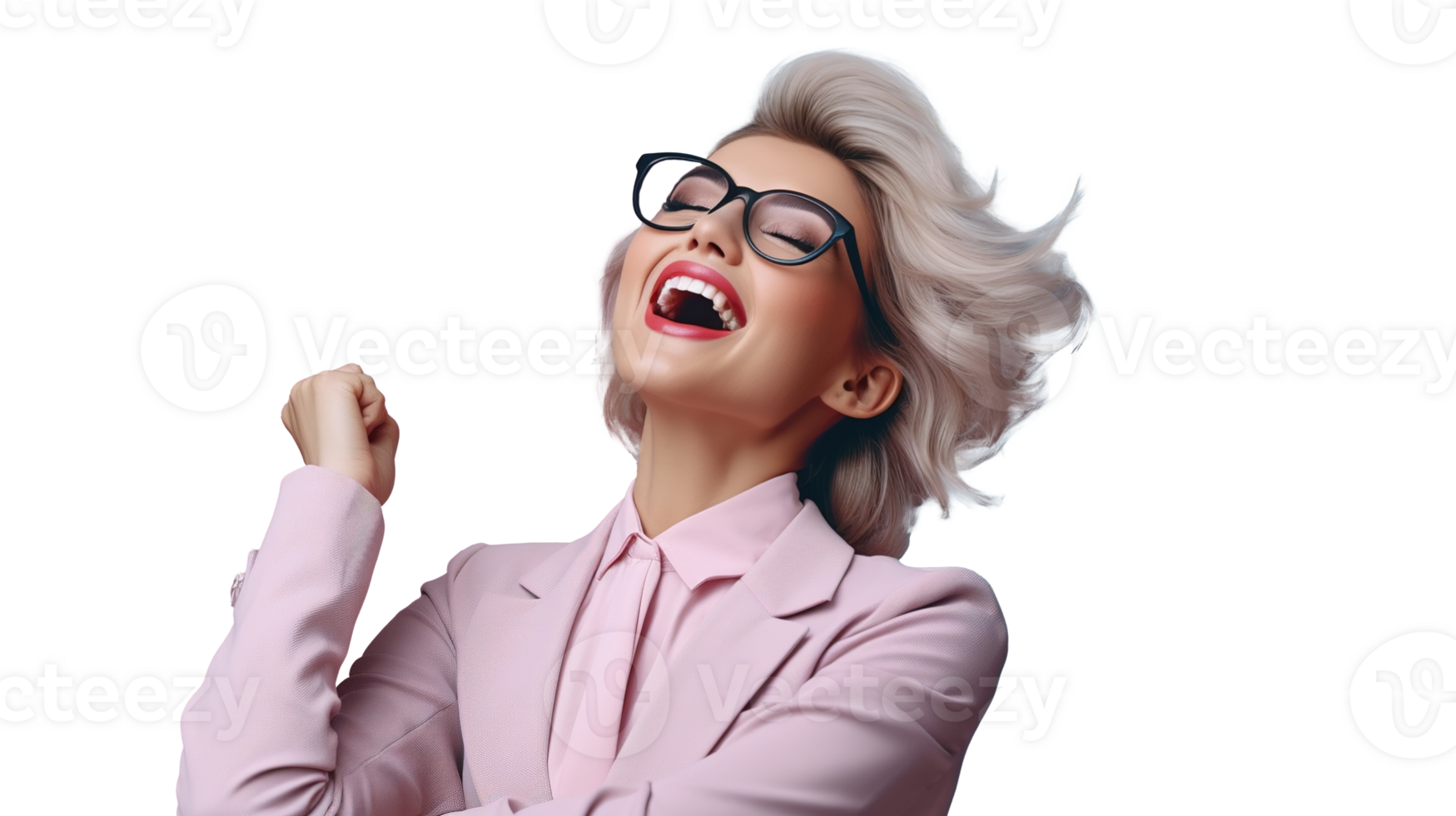 Excited Businesswoman Celebrating Isolated on Transparent Background png