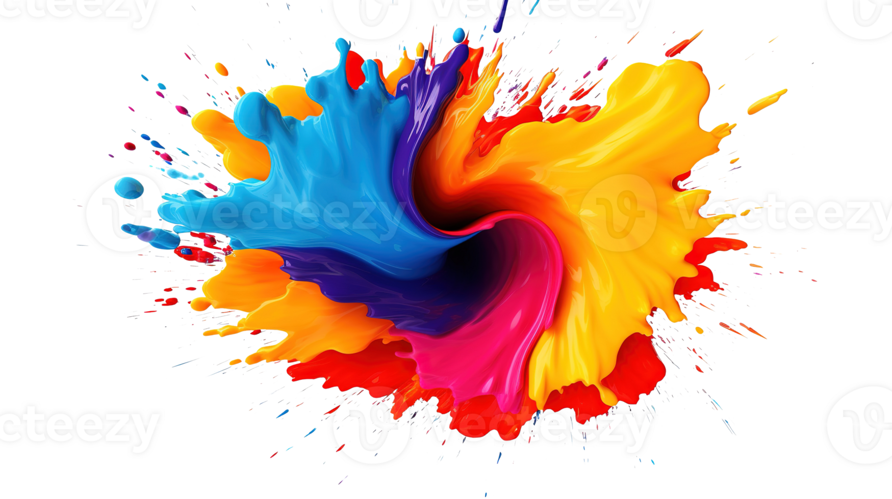 Colorful Swirl Circular Motion. Artistic Liquid Paint Flow with Curved Patterns on Transparent png