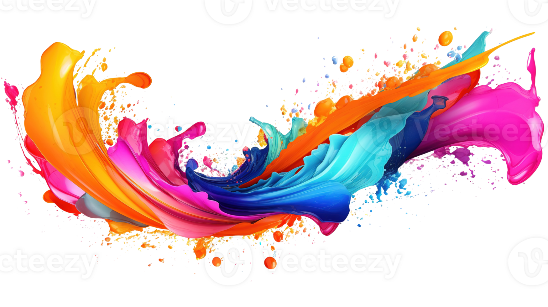 Dynamic Liquid Circle Flow. Vibrant Swirling Wave Pattern with Colorful Paint on Transparent png