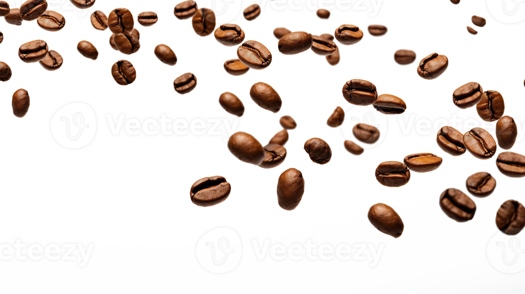 Floating Coffee Beans Isolated on Transparent Background png