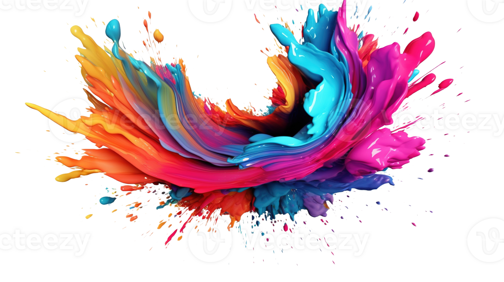 Dynamic Liquid Circle Flow. Vibrant Swirling Wave Pattern with Colorful Paint on Transparent Background png