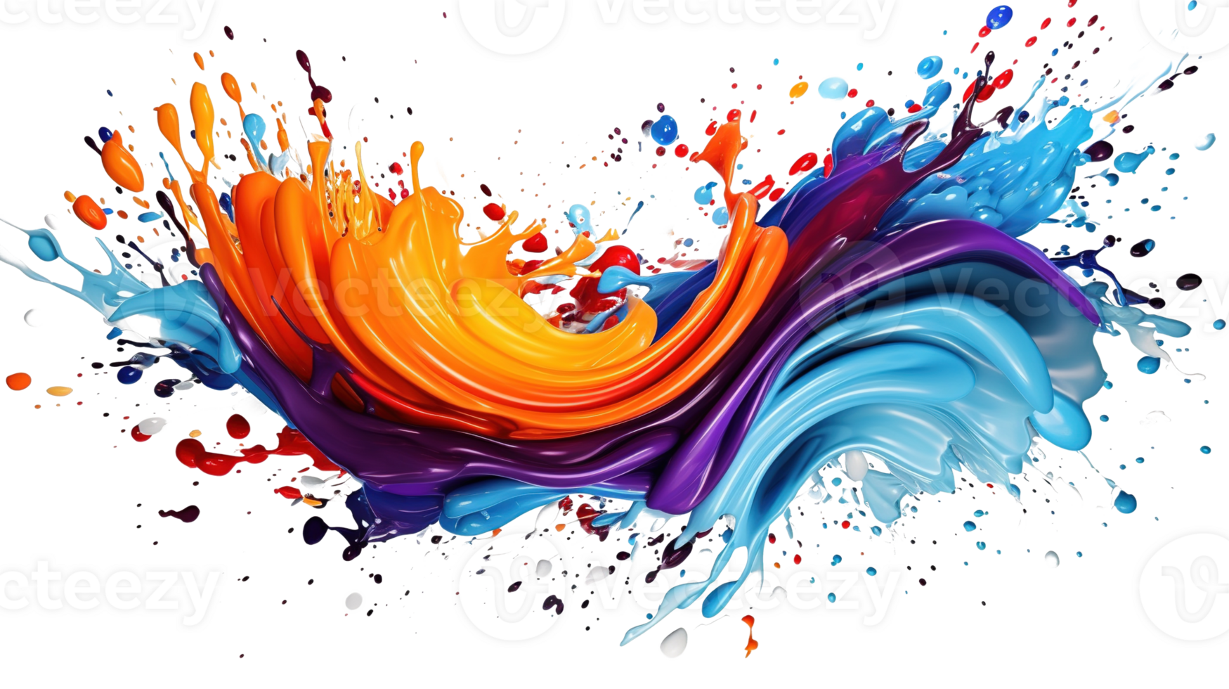 Colorful Swirl Circular Motion. Artistic Liquid Paint Flow with Curved Patterns on Transparent Background png