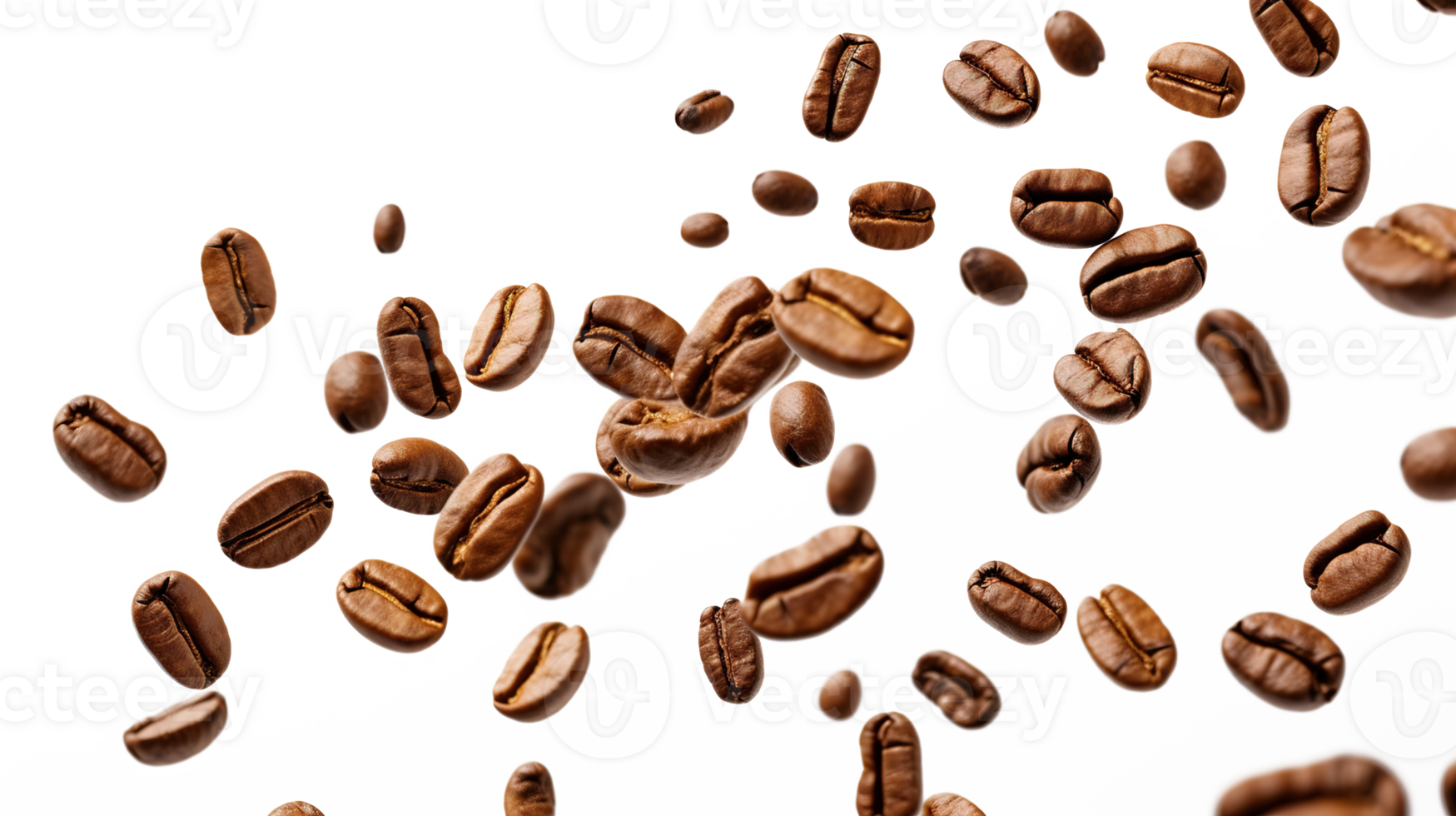 Coffee Beans Flying Isolated on Transparent png