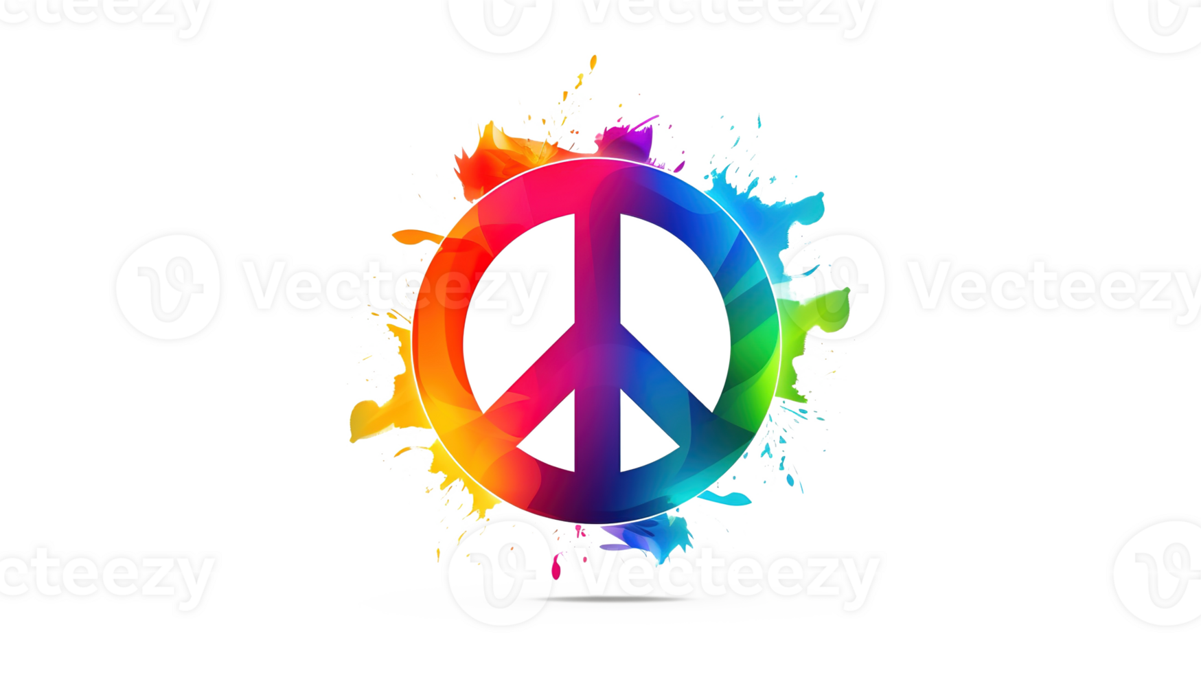 Vibrant Peace Symbol on Transparent Isolated Colorful Design png