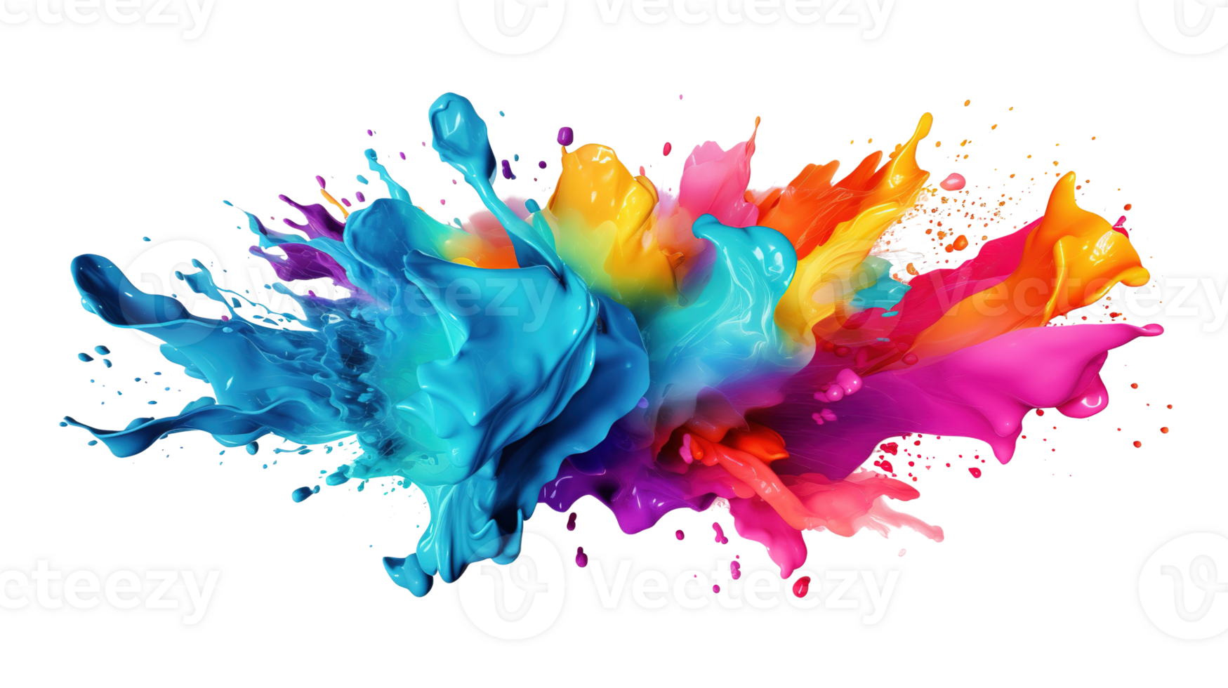 Abstract Color Splash Dynamic Paint Burst on Transparent Background png