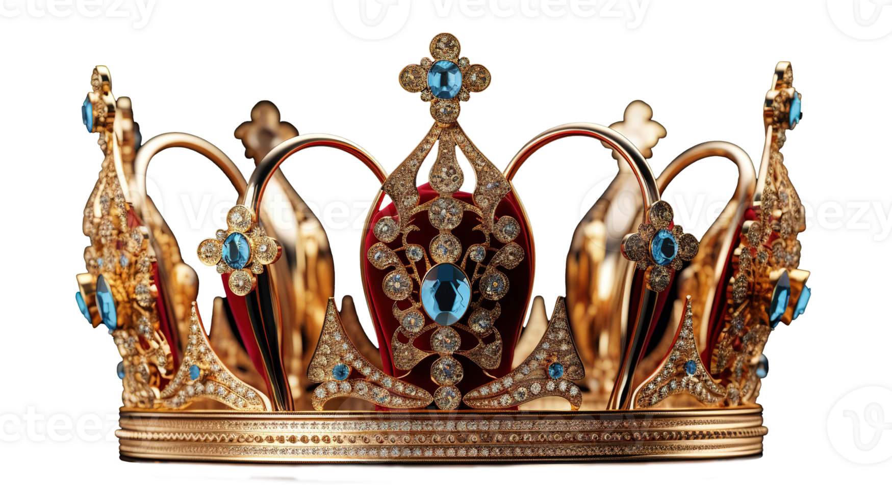 Ornate Royal Crown in Gold on Transparent Background Wealth Nobility png