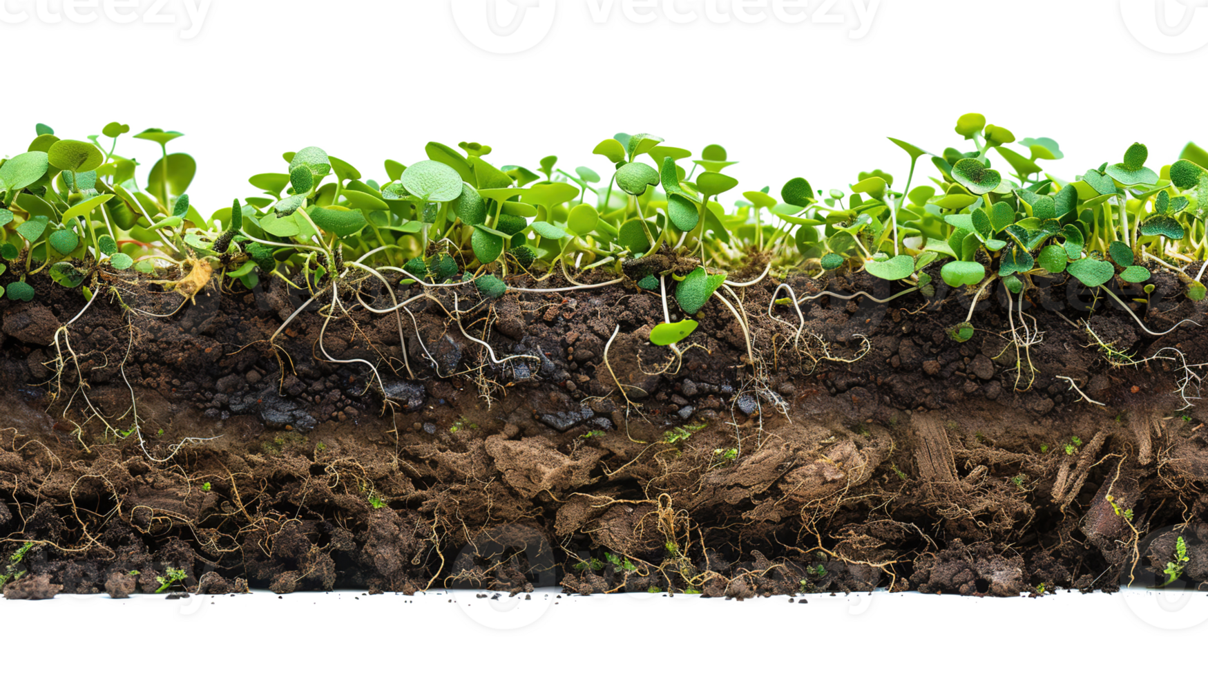 Cross Section of Soil with Plant Isolated on Transparent png