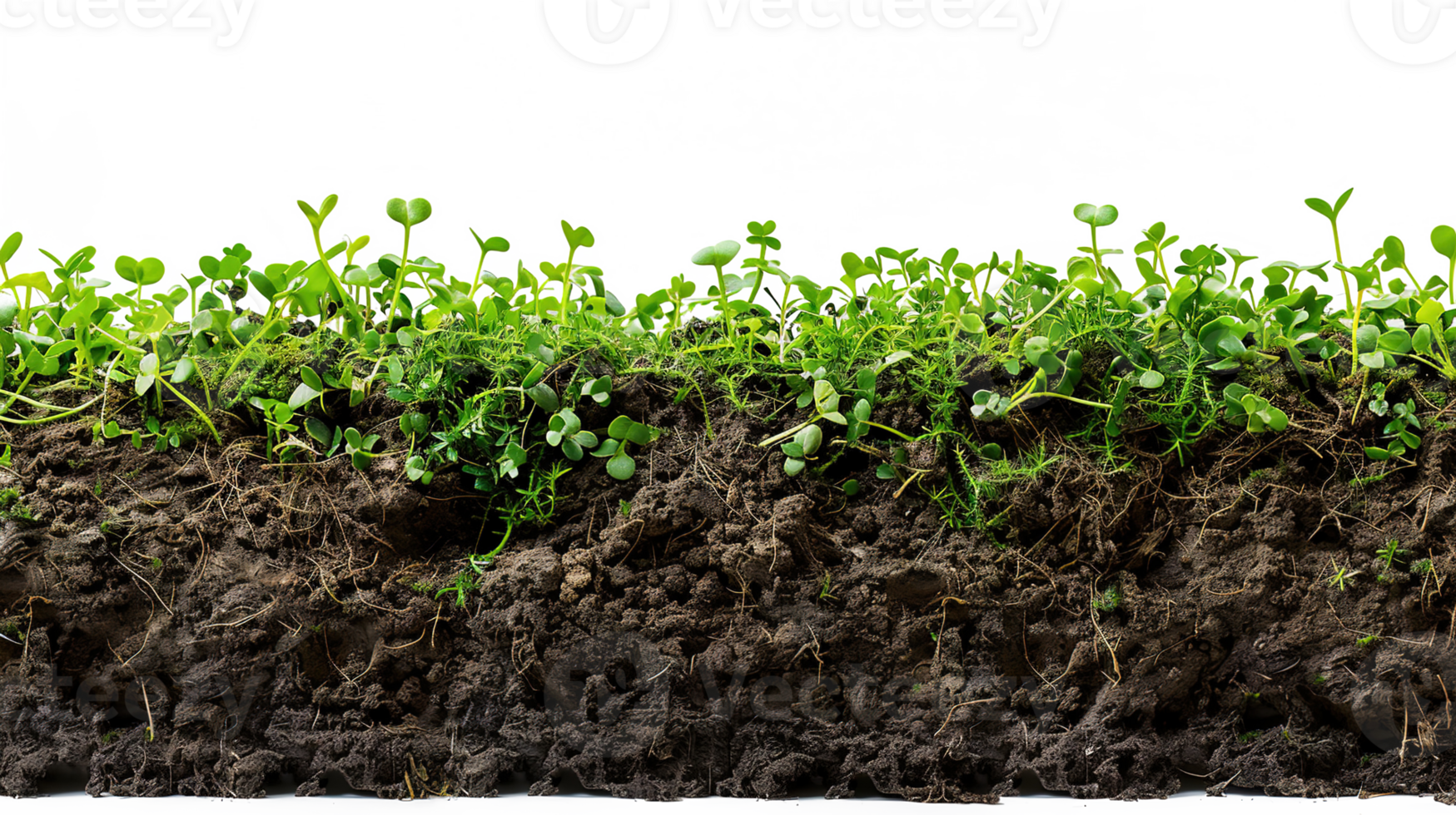 Cross Section of Soil with Plant Isolated on Transparent Background png