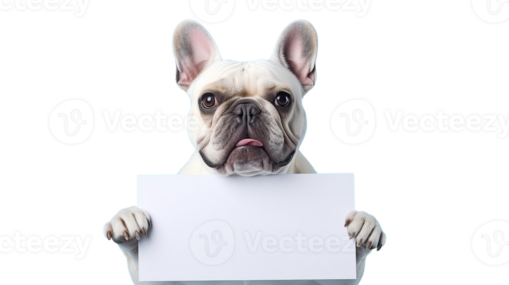 Dog Holding A Blank Paper for Copy Space at Transparent. Advertisement, Content, Information png