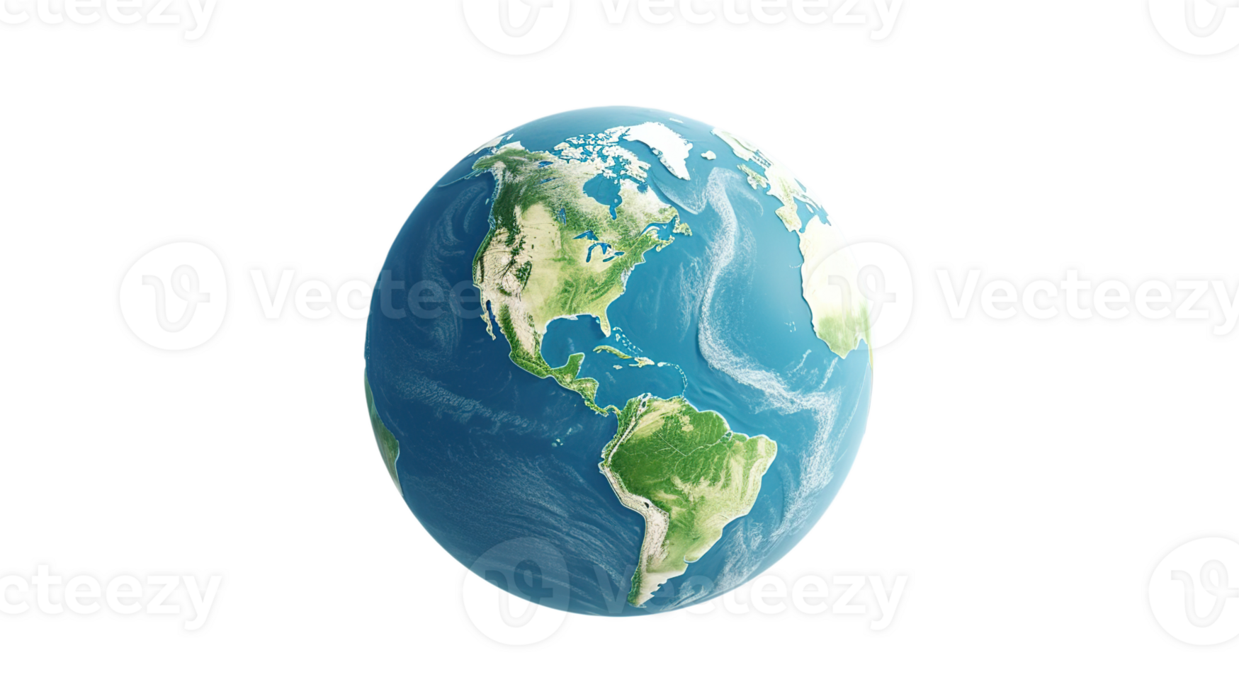 Realistic Planet Earth in 3D Isolated on Global Perspective png