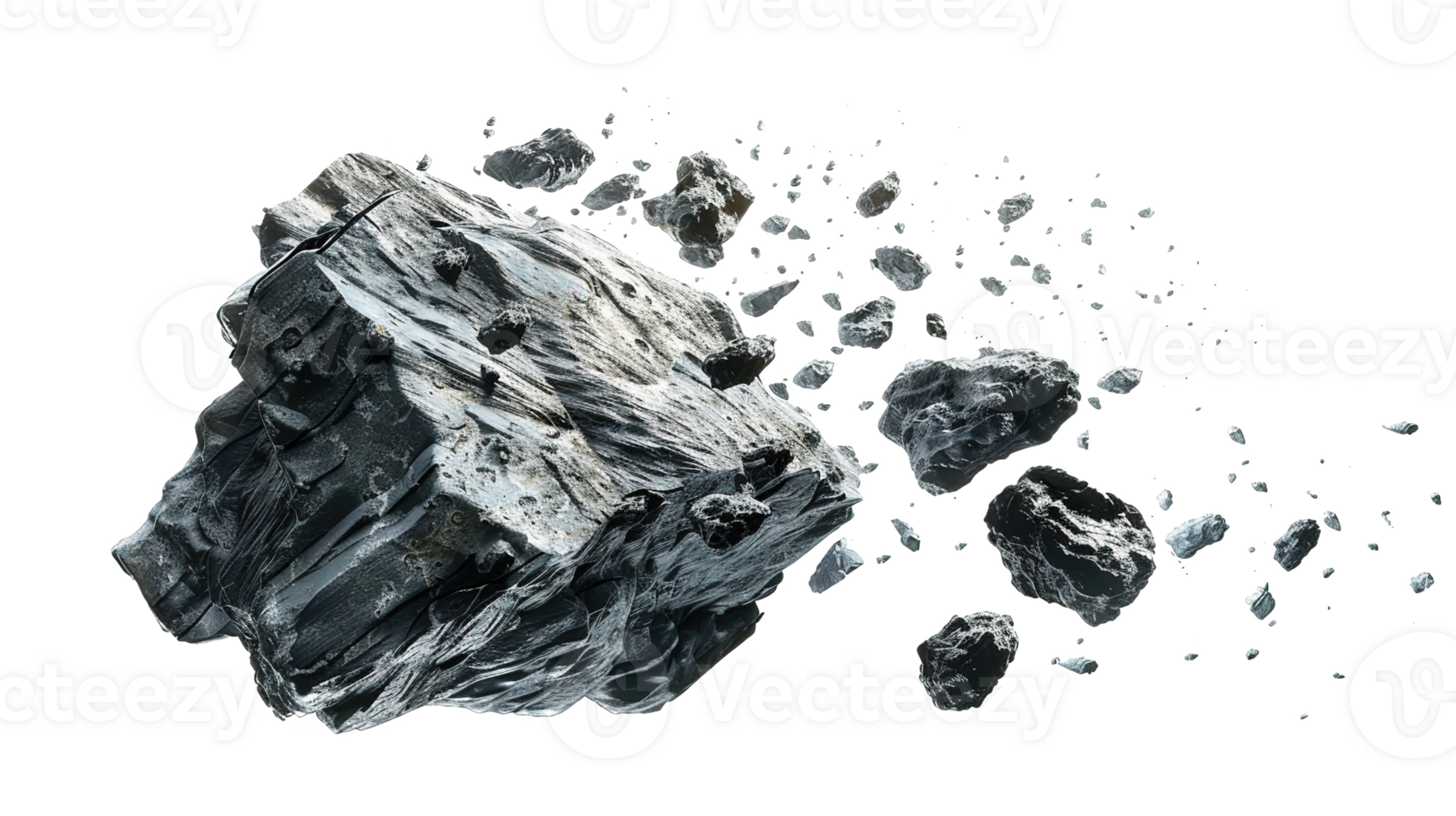 Flying Asteroid Meteor Rock on Transparent Space Debris Cosmic Impact png