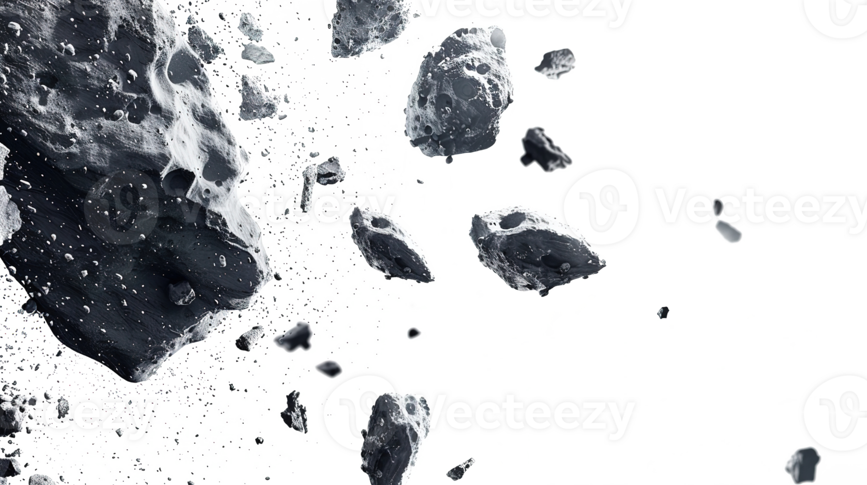 Meteorite Stone Isolated on Transparent Background Celestial Object in Motion png