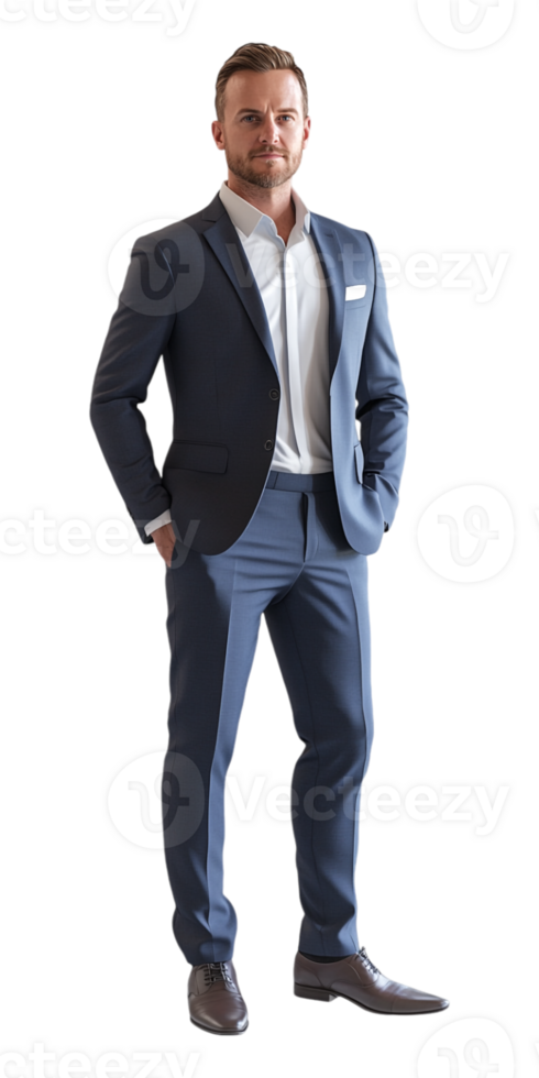 man in a suit standing with his hands on his hips png