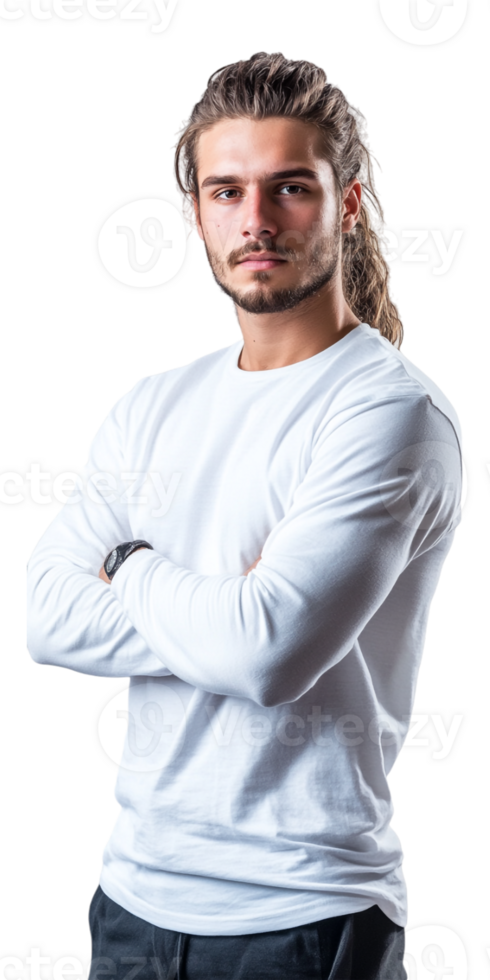 man with long hair and a white shirt png