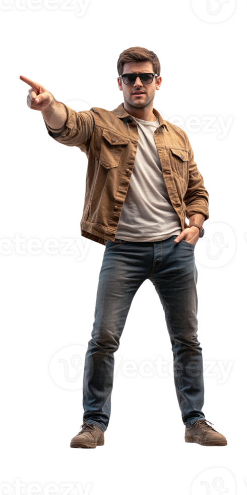 a man in sunglasses pointing at something png