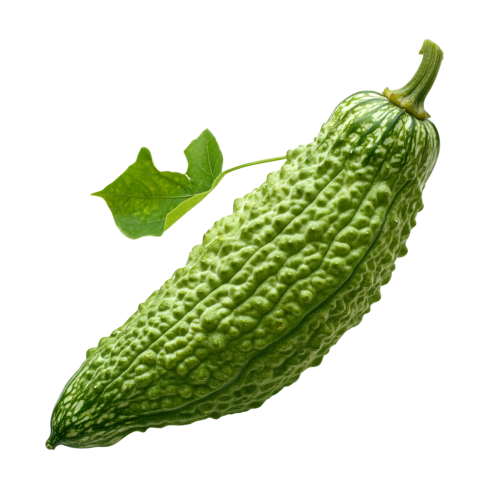 green cucumber with leaf on it, isolated on transparent background png