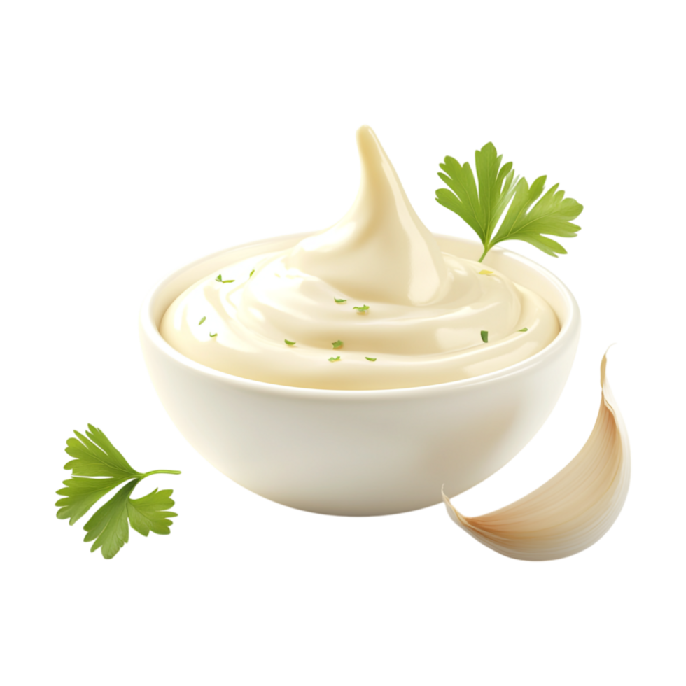 dressing with garlic and parsley on a white background illustration png