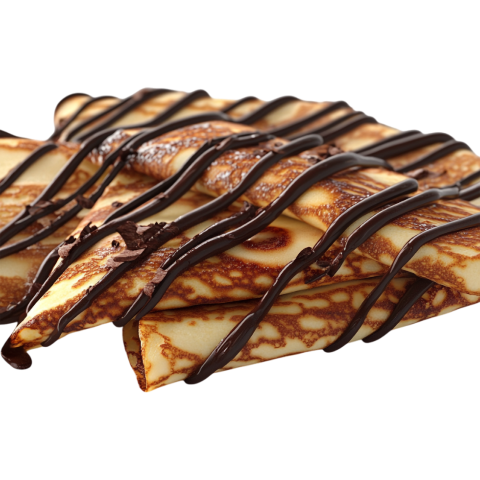 chocolate crepes with chocolate drizzle on top png