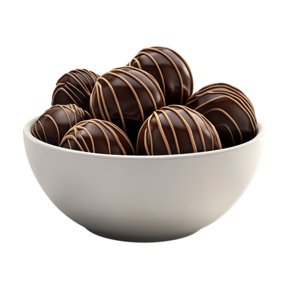 chocolate covered balls in a bowl on a transparent background png