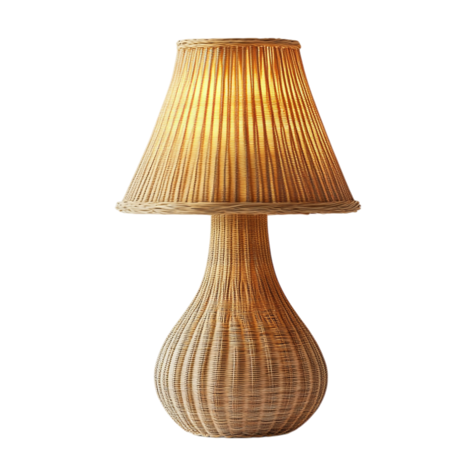 a table lamp with a woven shade png