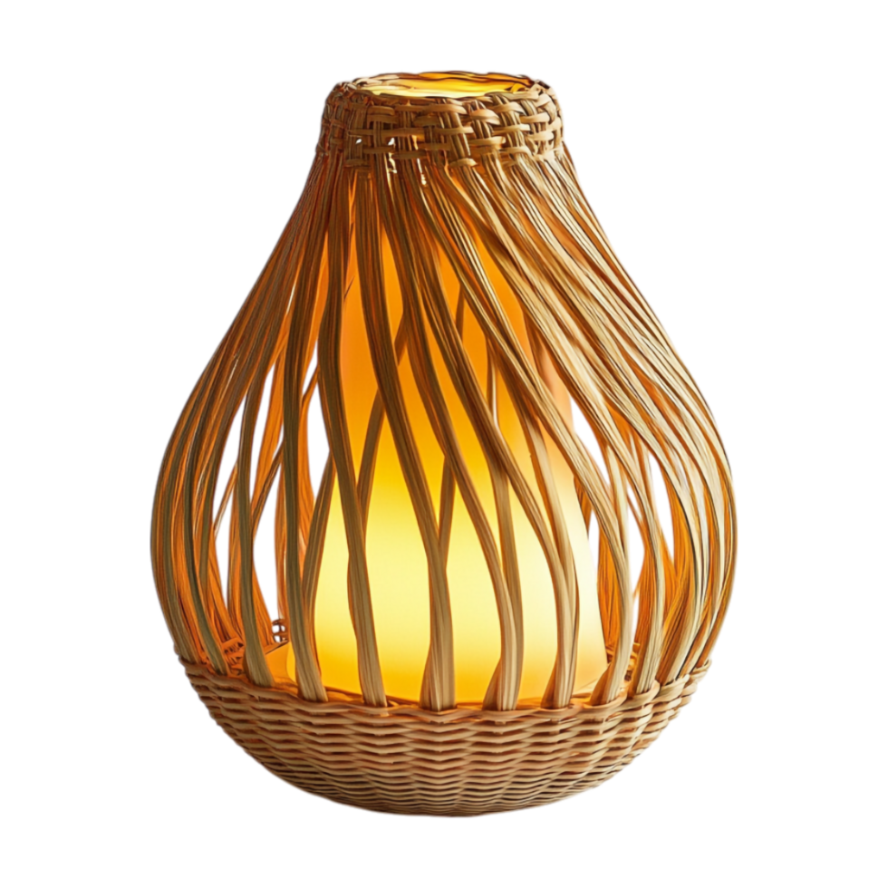 a wicker vase with a light inside png