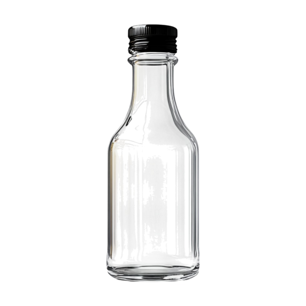 glass bottle with a black lid on a transparent background png