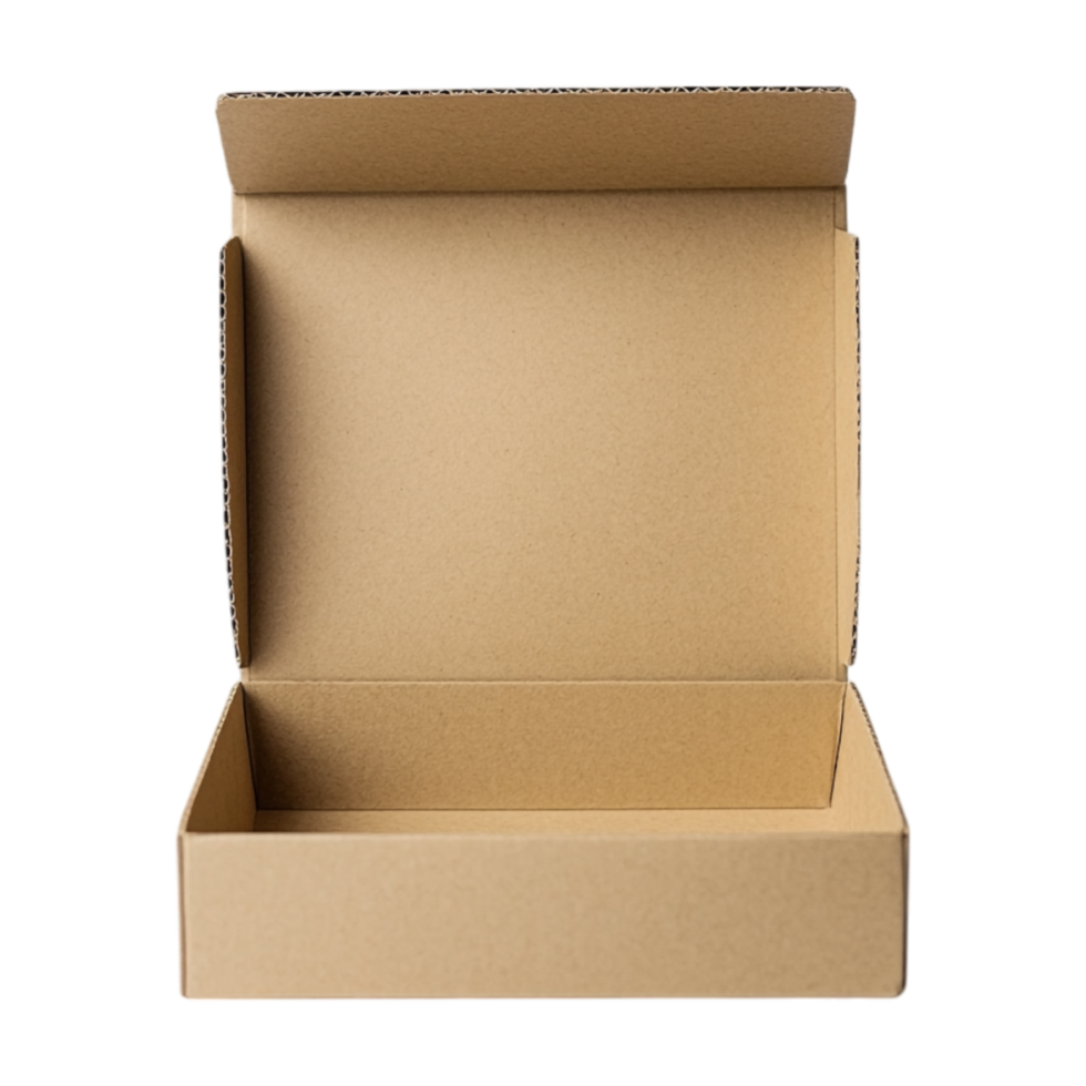 an open cardboard box on a transparent background png