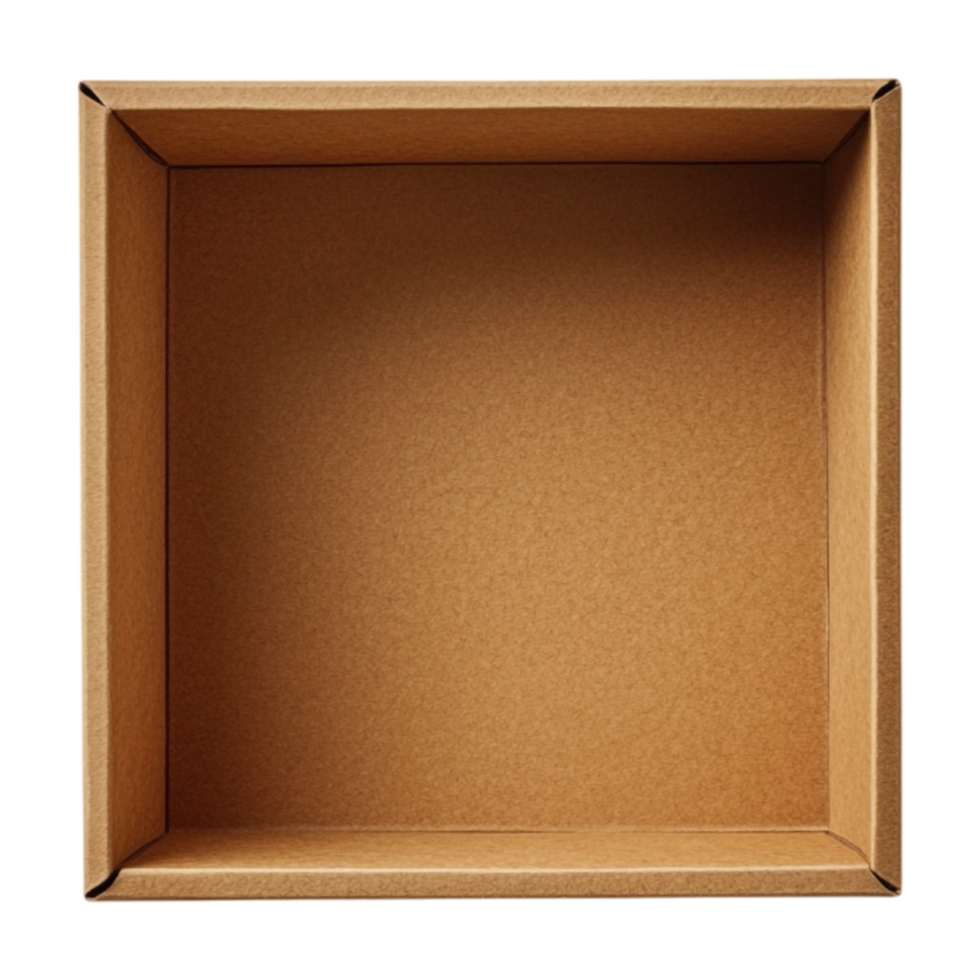 an empty cardboard box on a transparent background png