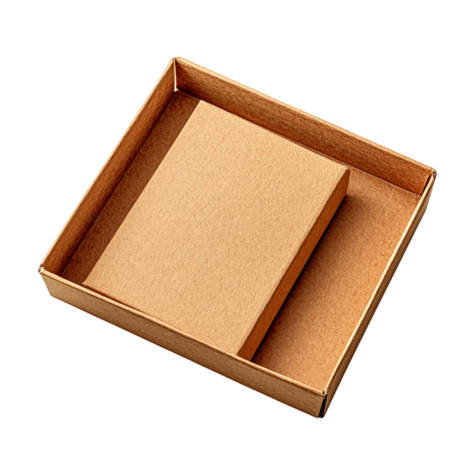 a cardboard box with a book inside on a transparent background png