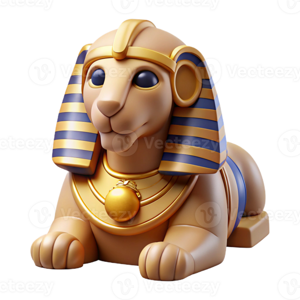 stunning artistic A mysterious Sphinx posing a riddle, desert setting cropped for original png