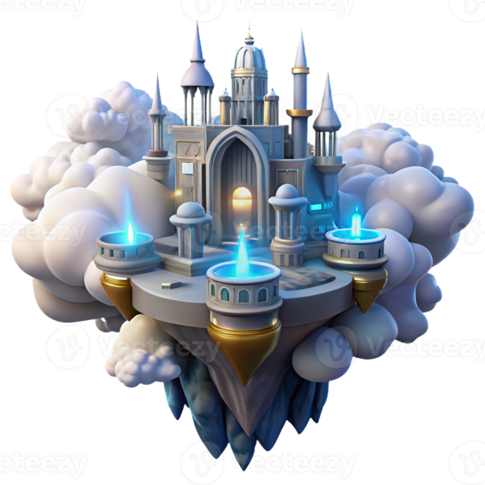 dramatic modern A floating city amidst swirling clouds, intricate architecture and glowing lights, fantasysci-fi style high resolution png