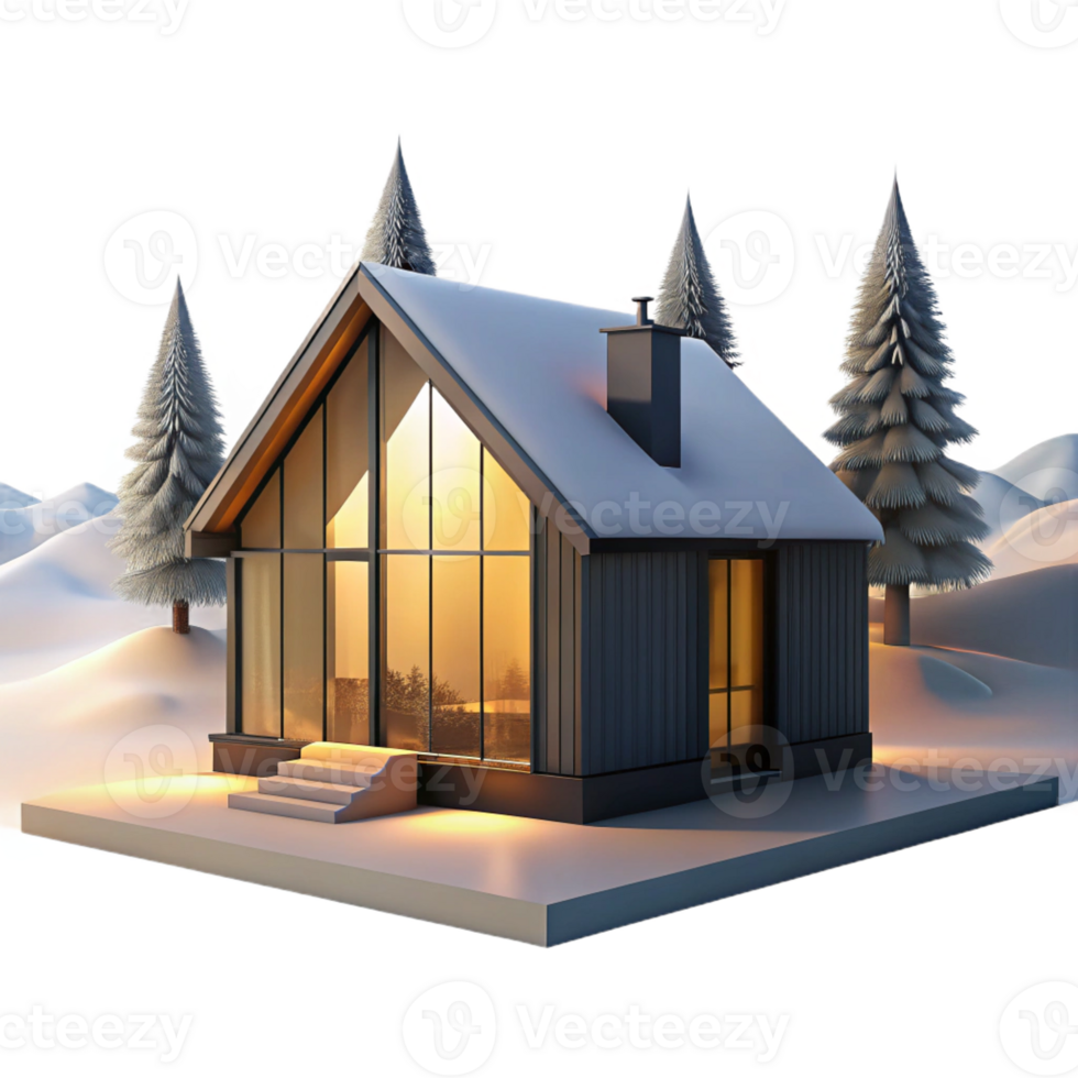 elegant minimalist Minimalist Scandinavian Cabin Large Windows premium png