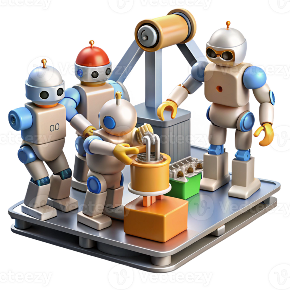 extraordinary contemporary A Group of Robots Diverse Designs and Func detailed png