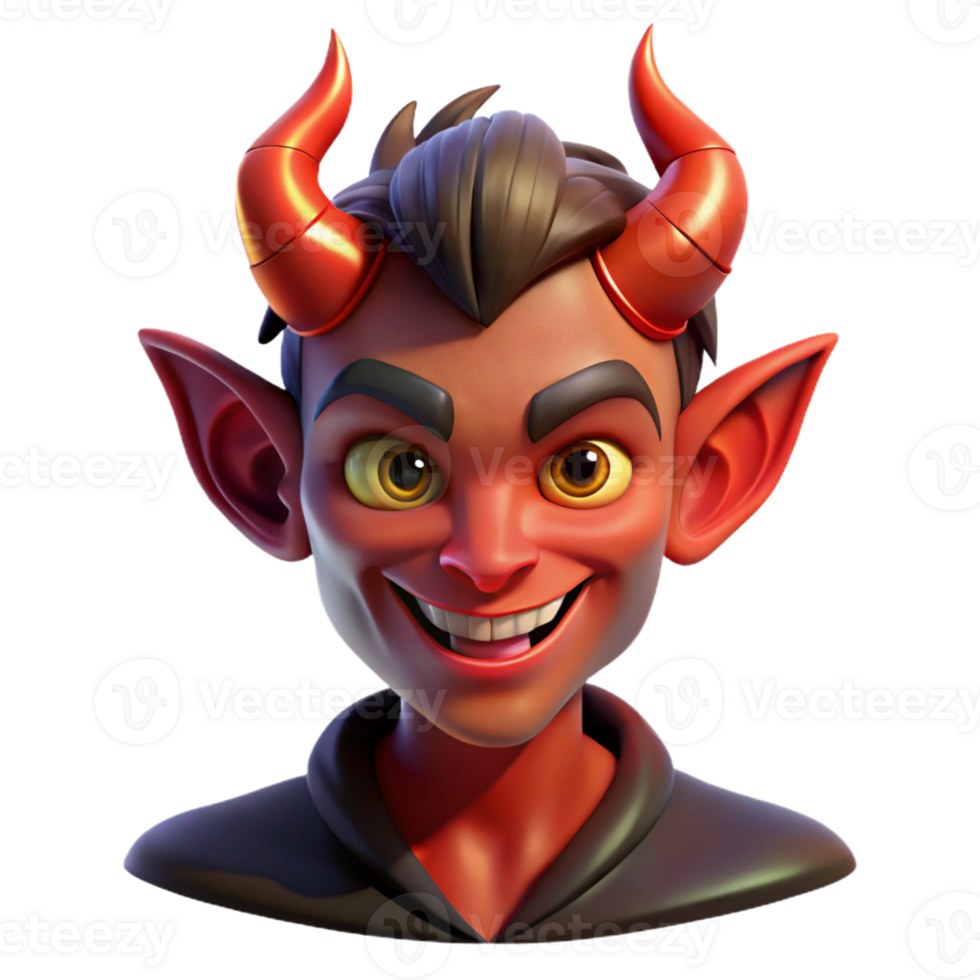 serene abstract Portrait of a Mischievous Imp with Horns A authentic png