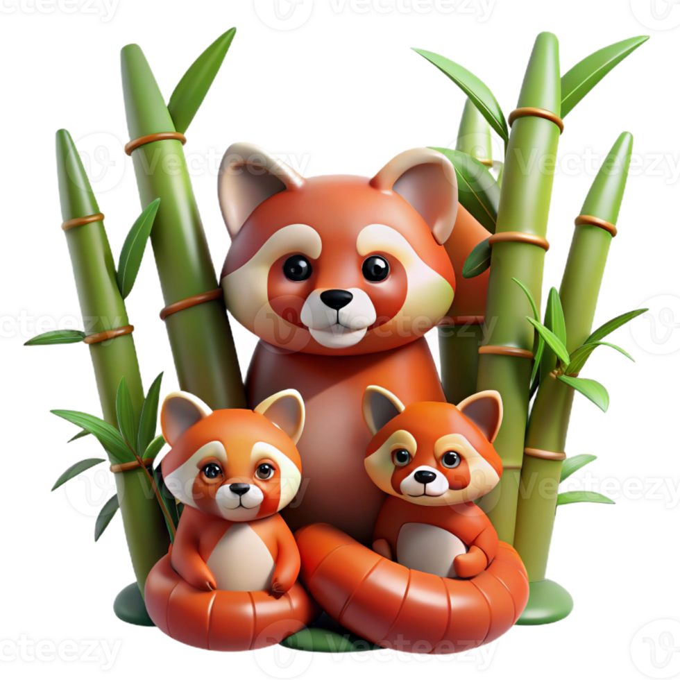 stunning contemporary A Family of Red Pandas Nestled in a Bamboo premium png