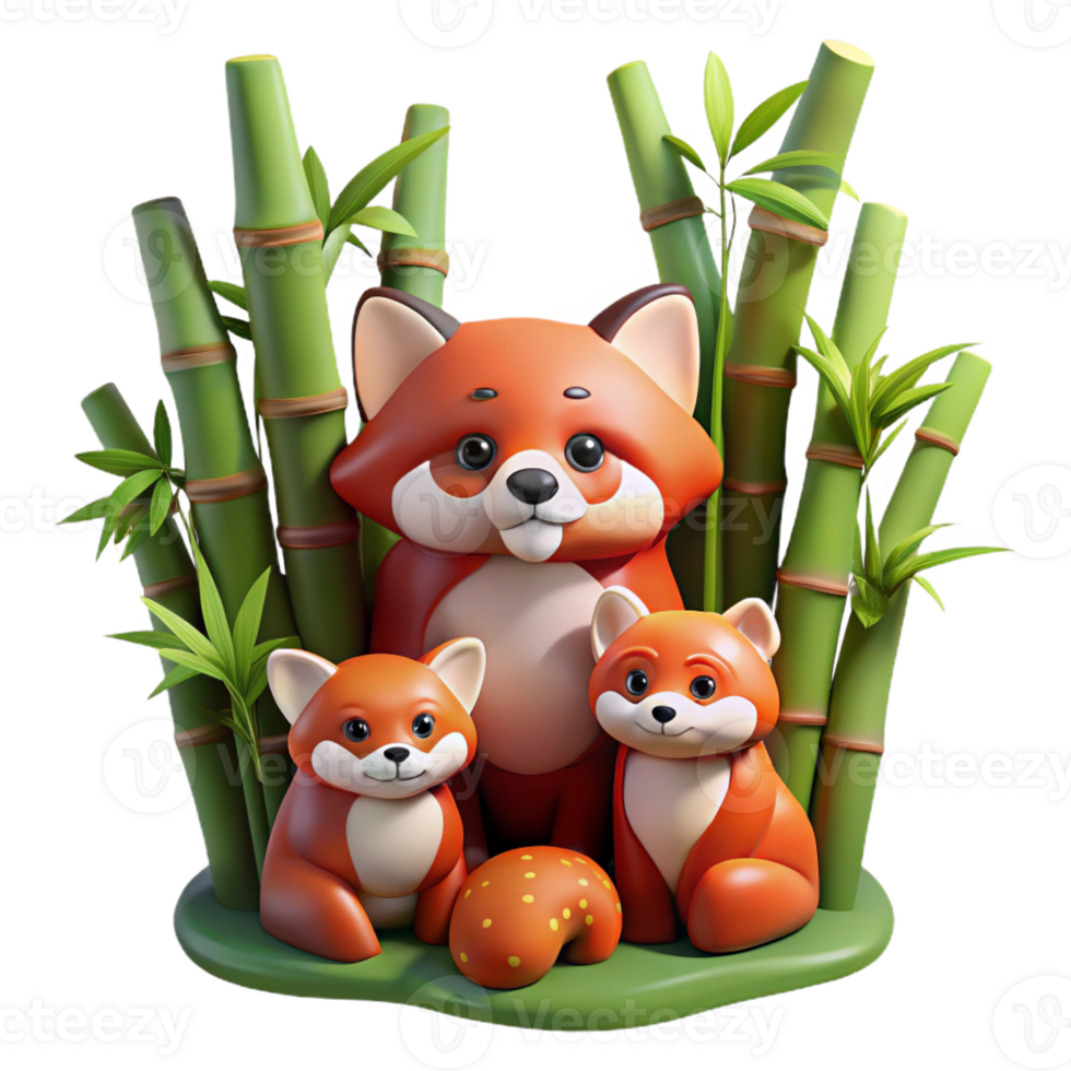 magnificent classic A Family of Red Pandas Nestled in a Bamboo authentic png