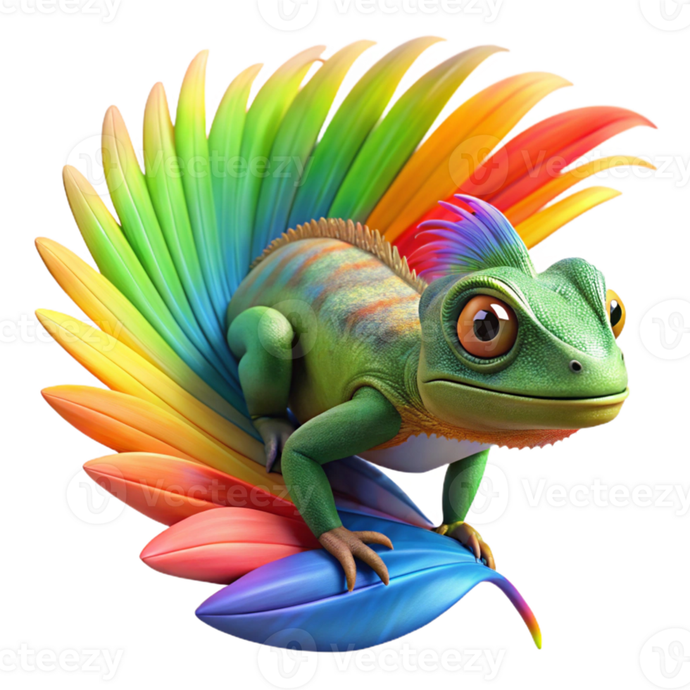 serene traditional A Vibrant Chameleon Camouflaged Against A detailed png