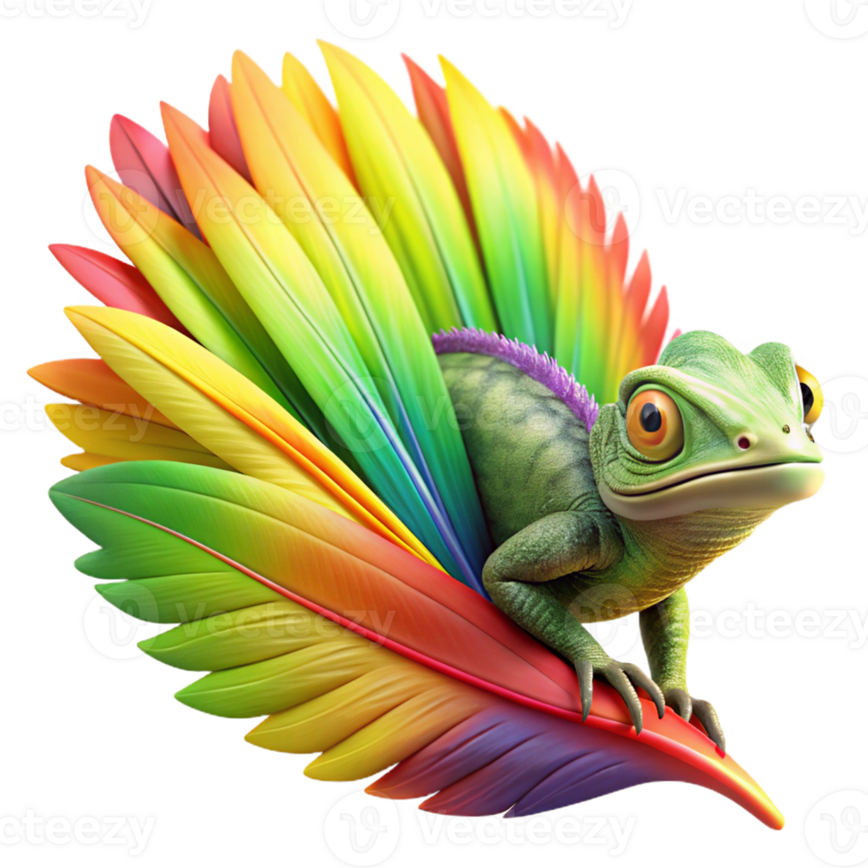 serene traditional A Vibrant Chameleon Camouflaged Against A 4K png