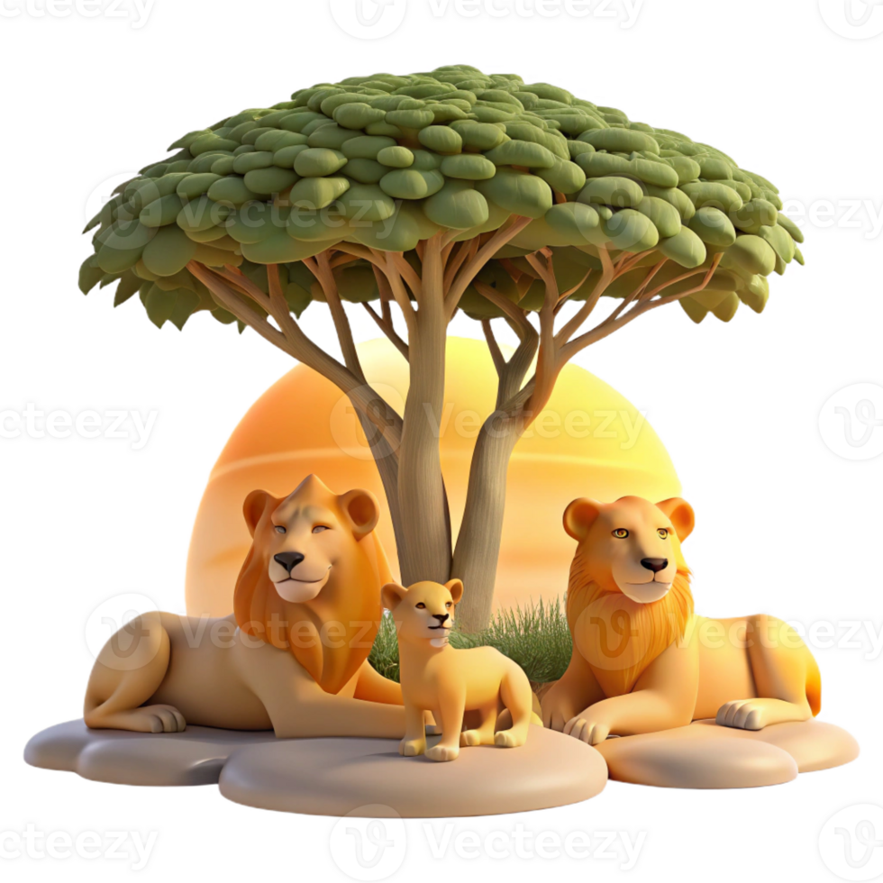 beautiful modern A Pride of Lions Resting Under the Shade Of premium png