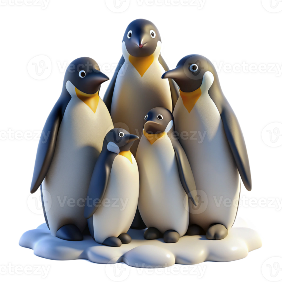 vibrant minimalist A Group of Emperor Penguins Huddled Togeth high resolution png