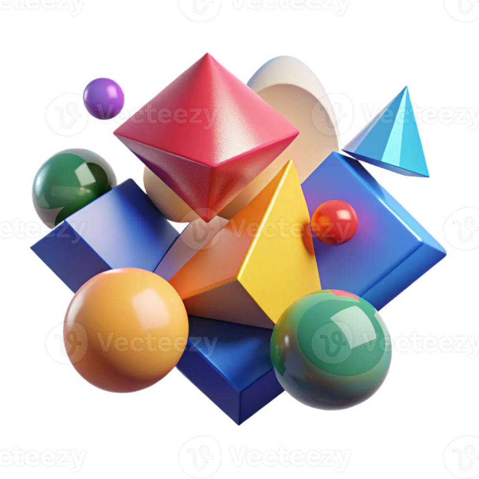 stunning creative Floating Geometric Shapes Colorful Field exclusive png