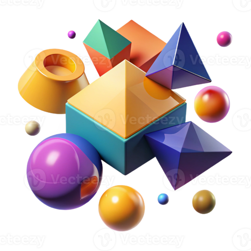 wonderful traditional Floating Geometric Shapes Colorful Field png
