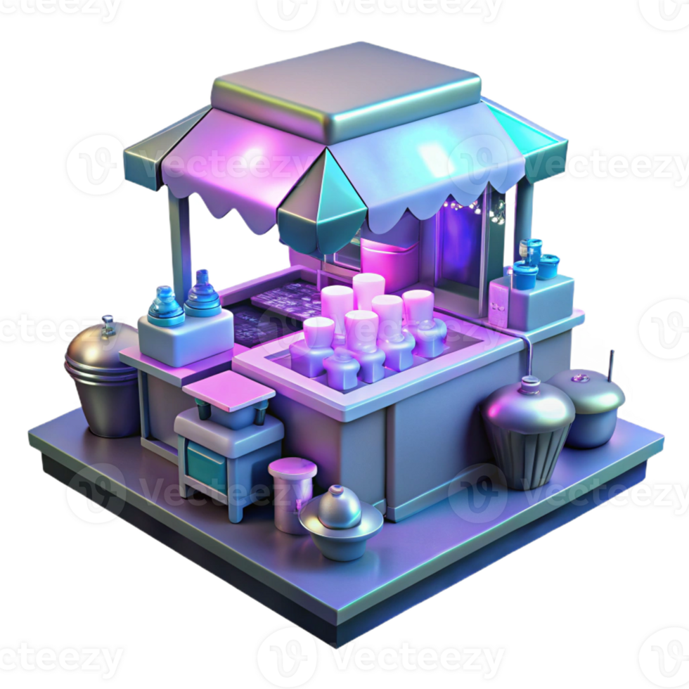 serene artistic Cyberpunk Street Market Neon Lights and Vendors exclusive png