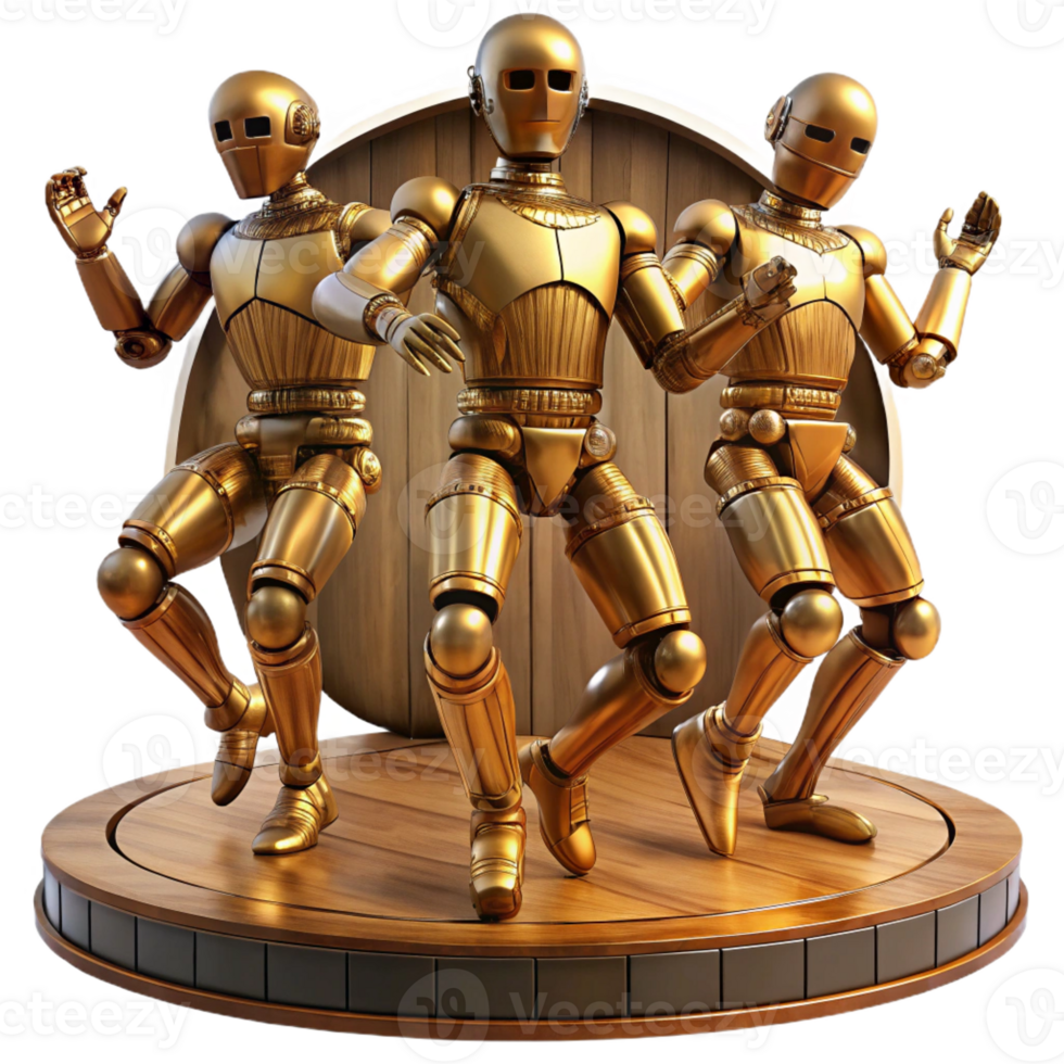 dramatic abstract Humanoid Robots Group Assembled exclusive png