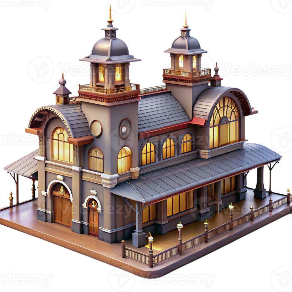 wonderful artistic Victorian Railway Station Bustling Crowd detailed png
