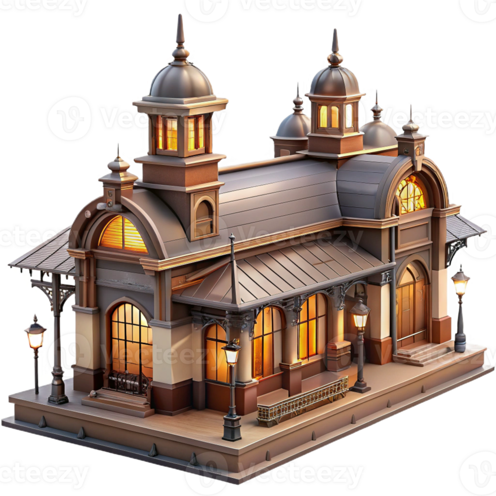 wonderful minimalist Victorian Railway Station Bustling Crowd authentic png