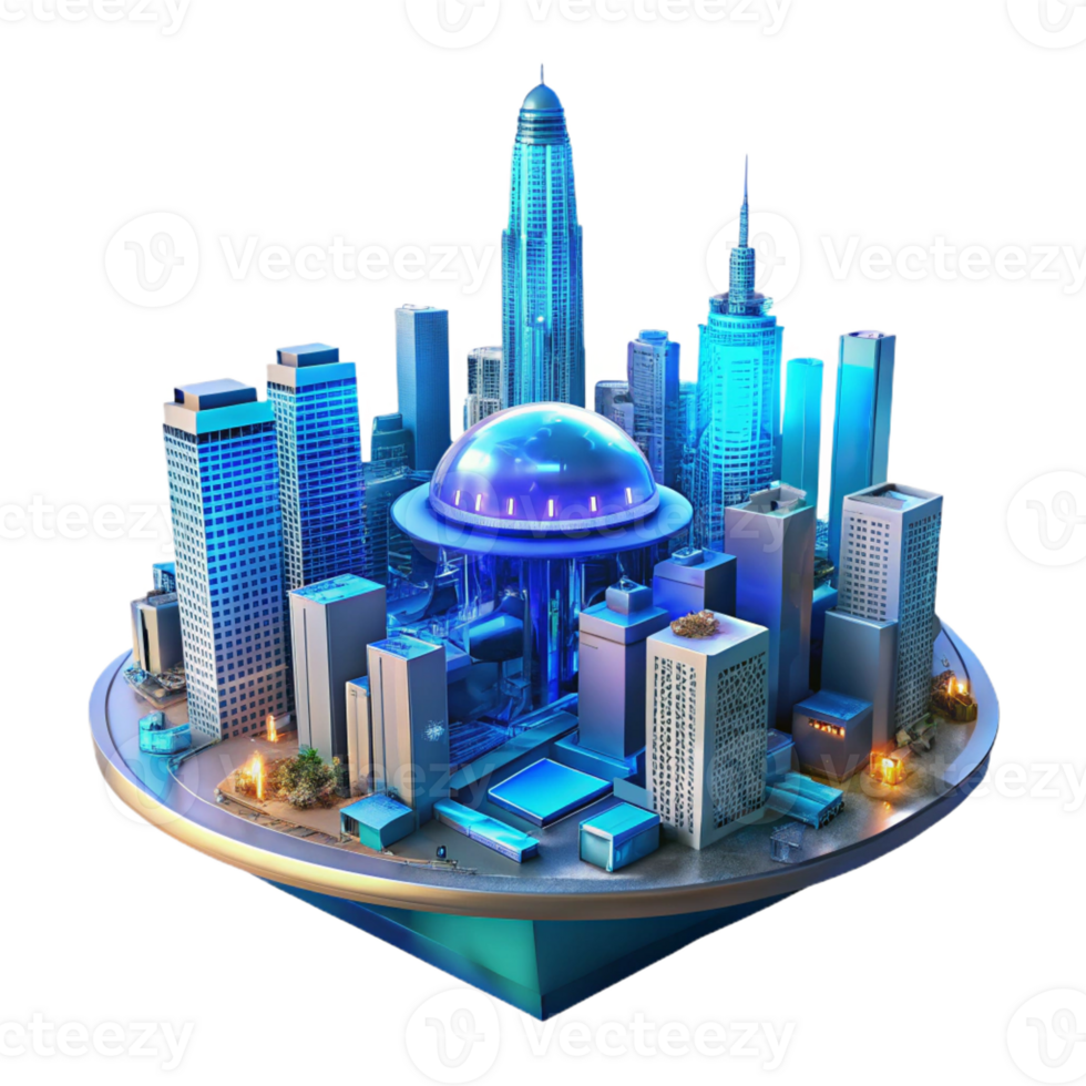dramatic traditional Cyberpunk Metropolis Towering Skyline premium png
